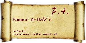 Pammer Arikán névjegykártya